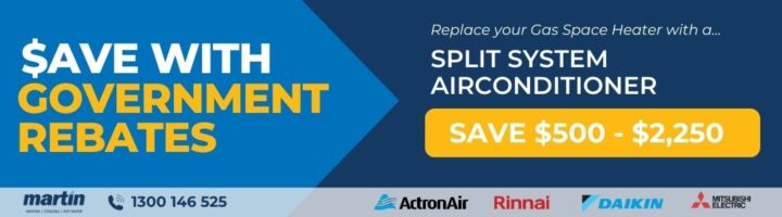 Government rebates for replacing gas space heating with electric split system
