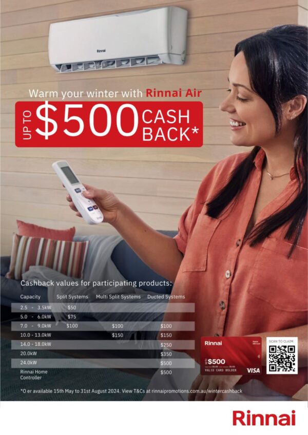 Rinnai 2024 winter cashback offer